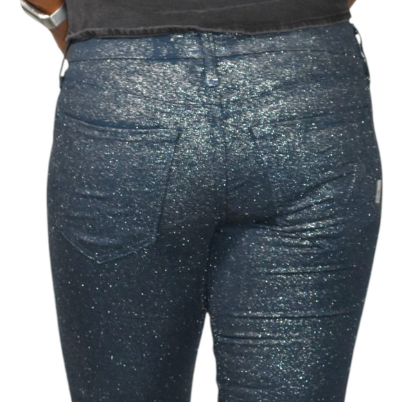 Mother Looker Jean Blue Denim Shimmer Glimmer Skinny Low Rise Stretch Sparkle 26 - Picture 5 of 14